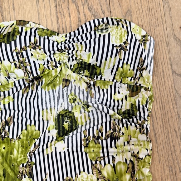 Janice Women’s Floral and Striped Padded Breast Tube Top Size Large - Picture 3 of 13